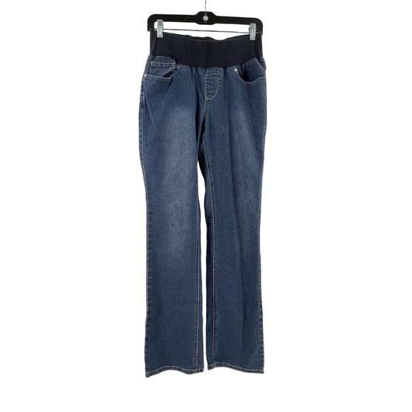 New Recruit Maternity Women's Pull On Stretch Denim Embroidered Jeans Size M - Picture 2 of 11